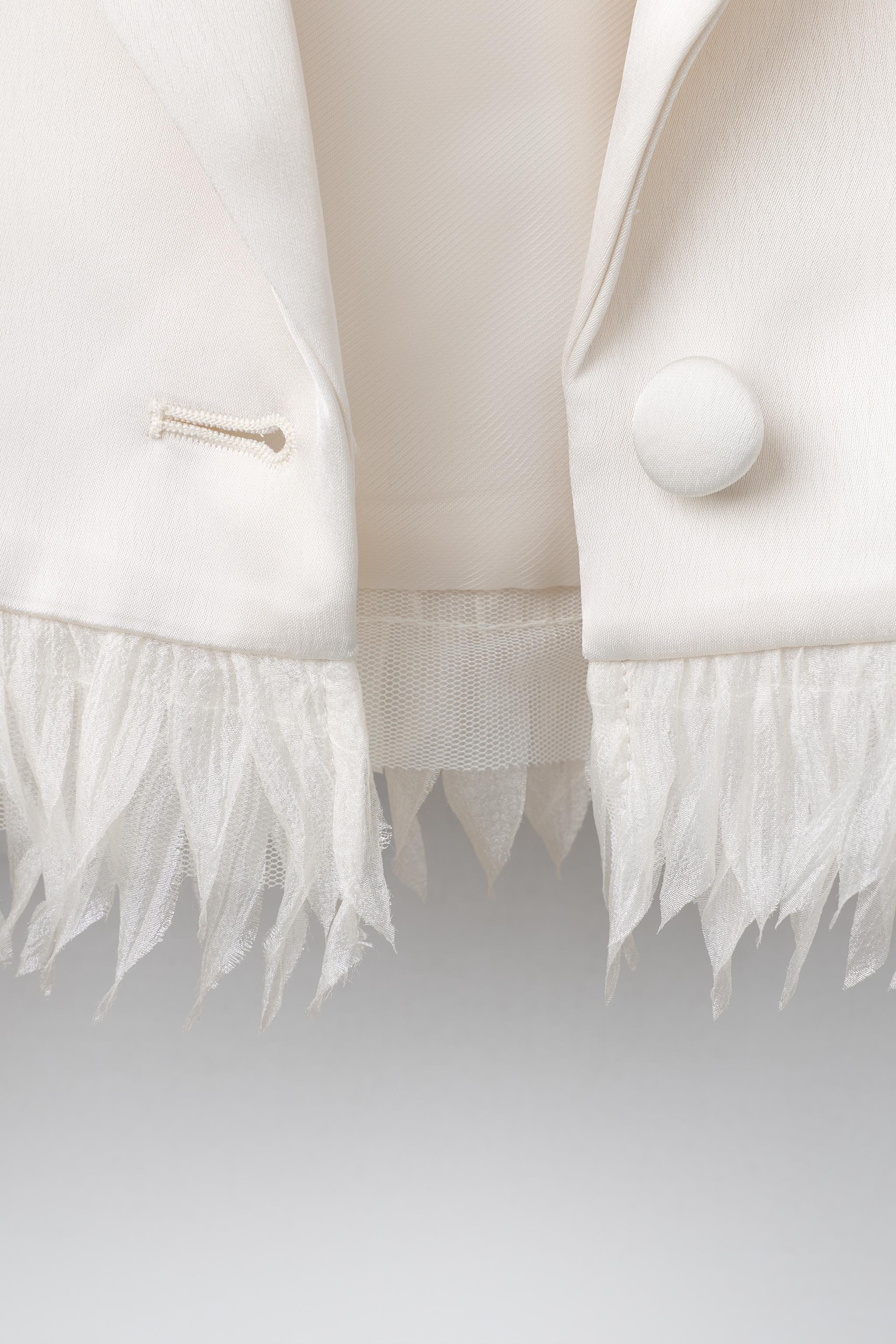 FEATHER TRIM SATIN EFFECT BLAZER